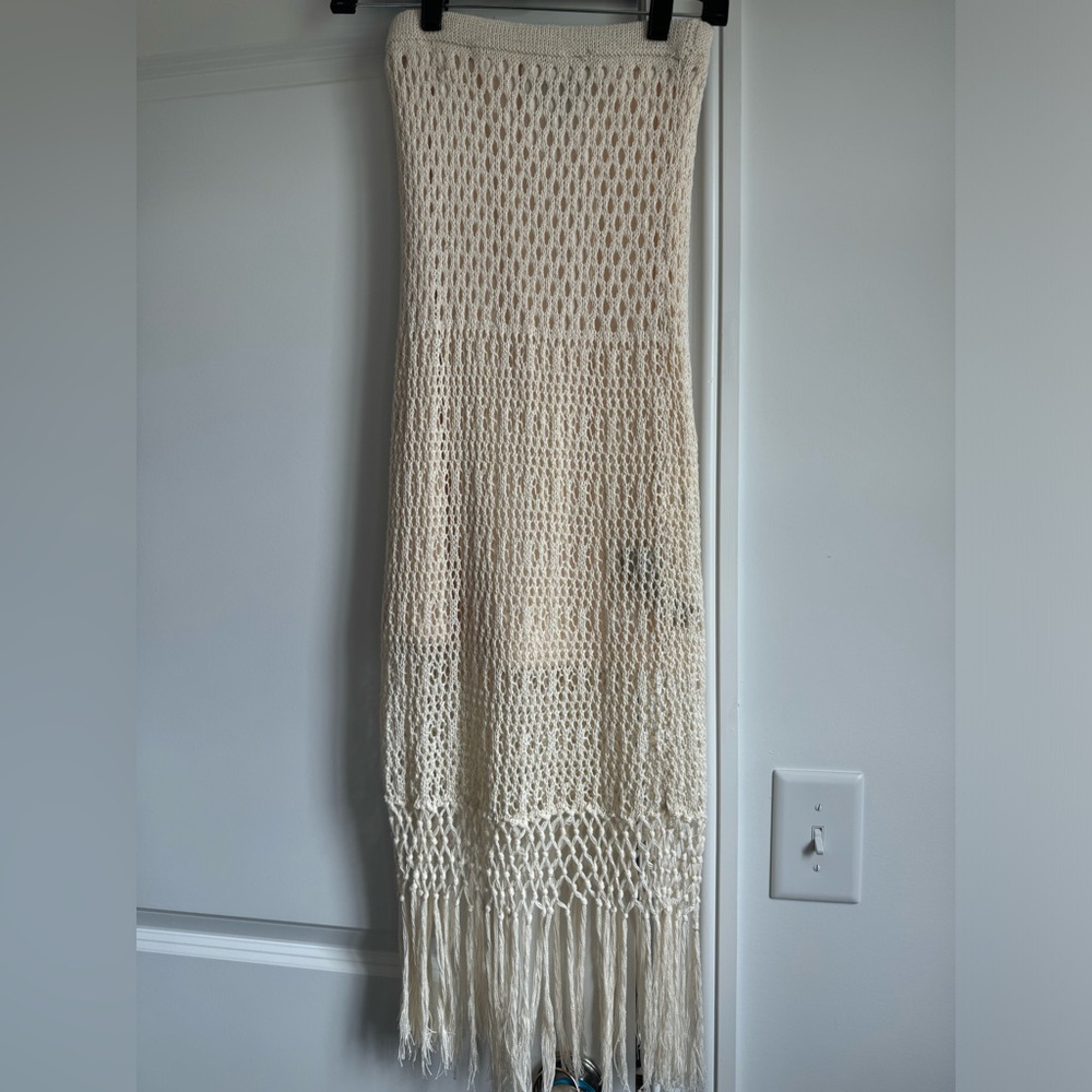 Crochet Midi Skirt With Fringe Bottom